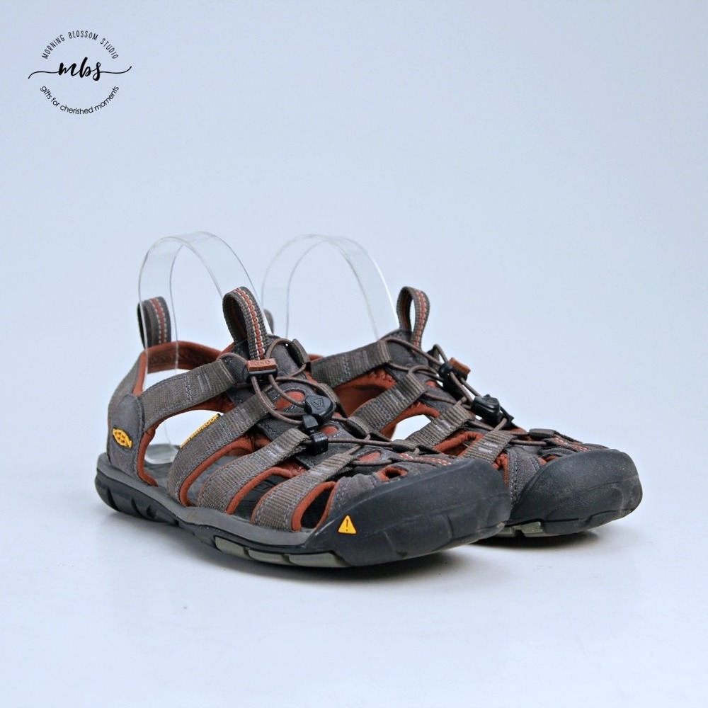 Keen Clearwater Cnx Sandals Raven Tortoise Shell Brown Gray Men US 8, EU 40.5